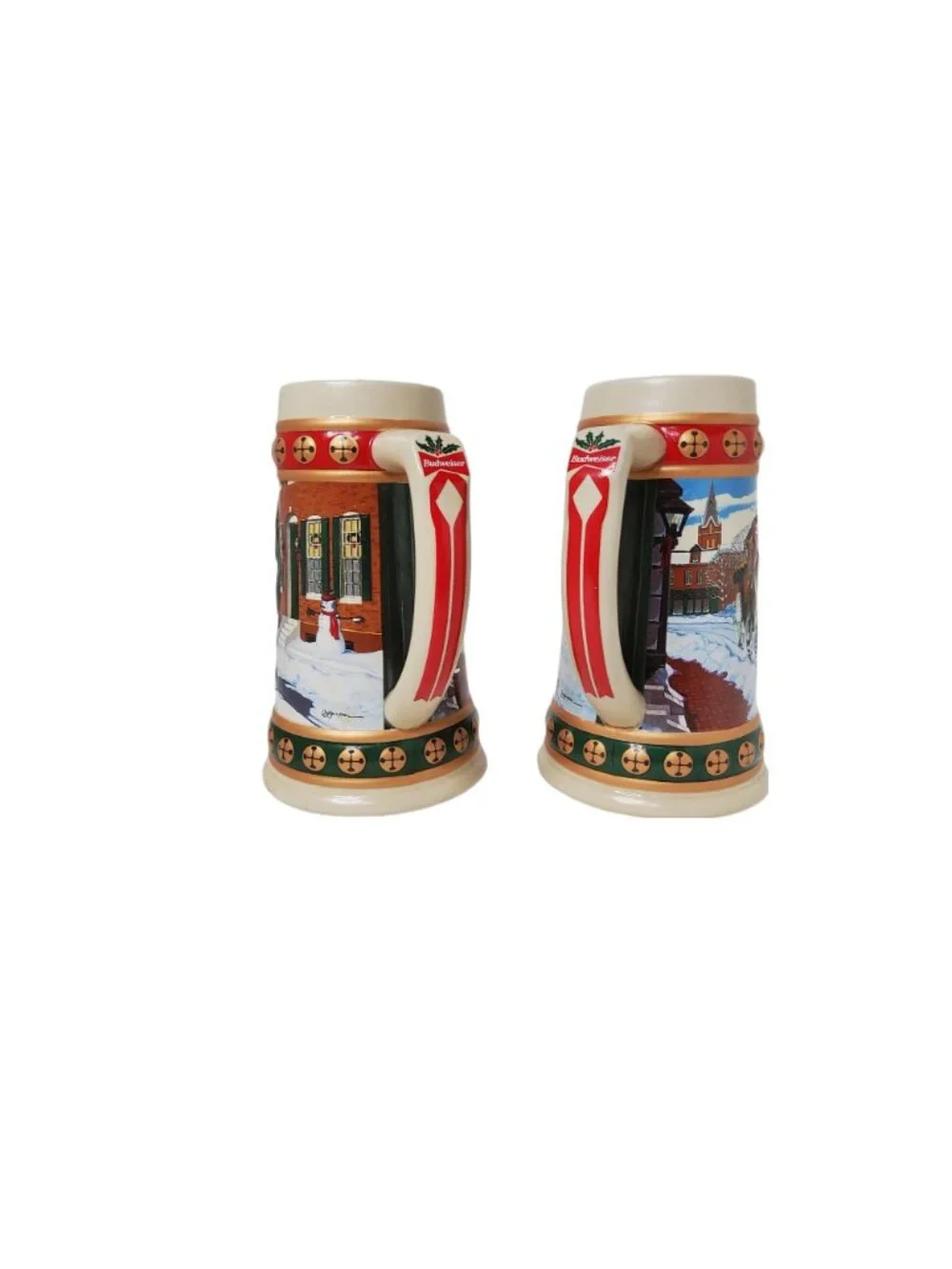 2-Vintage 1993 Budweiser Holiday Stein Collection "Hometown" Holiday Ceramic Bee - Picture 9 of 10